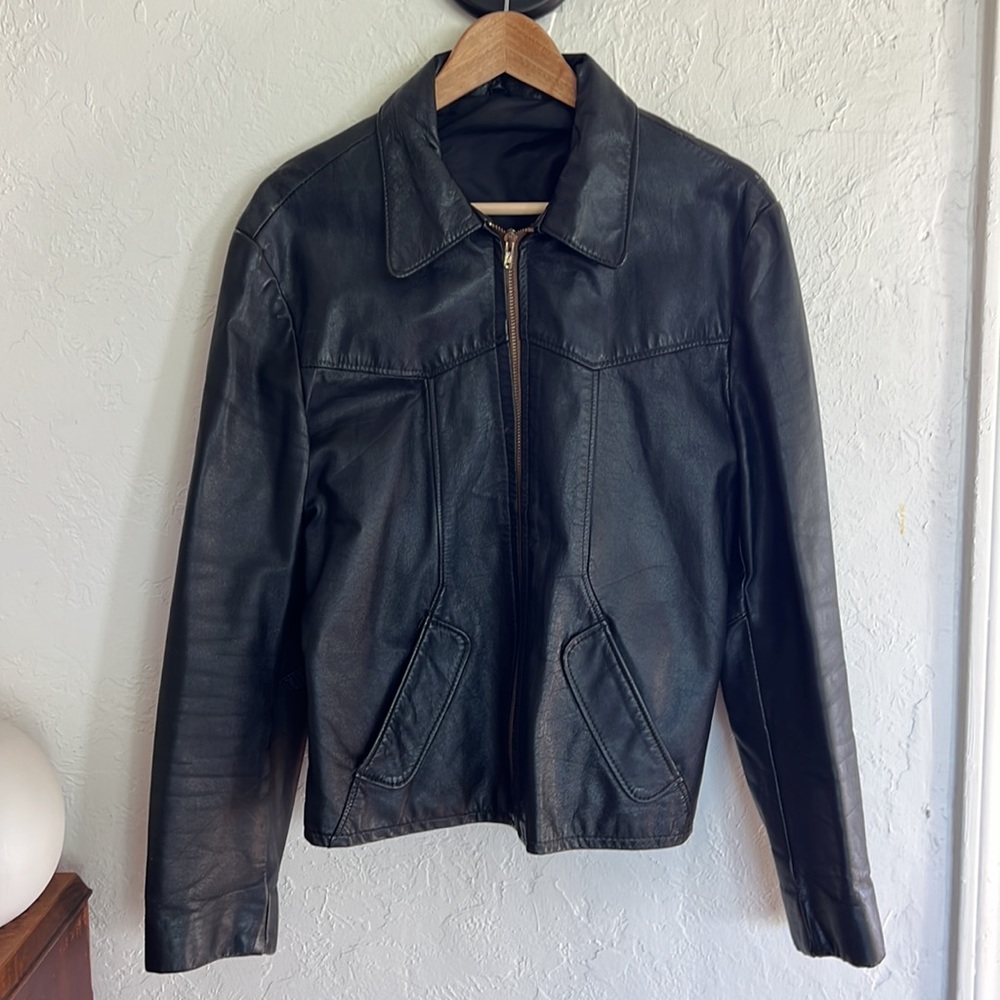 Vintage black leather jacket